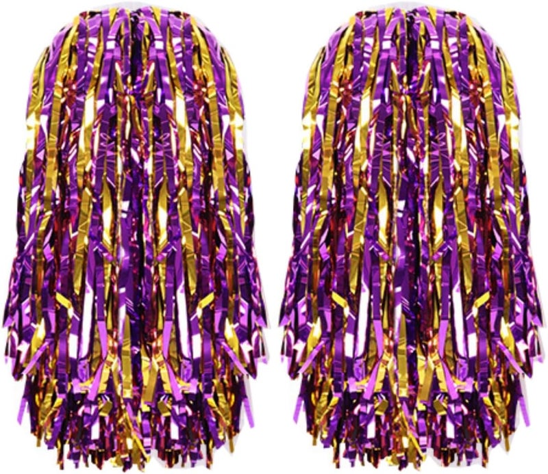 AUMIDO 2Pcs Cheerleading Pom Poms - Pompoms Cheer for Boy Girl School Sports Dance Games Team Spirit Cheer - Image 1